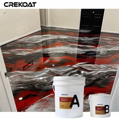 Revestimento de pavimentos em epoxi metálico vermelho e preto sem costura