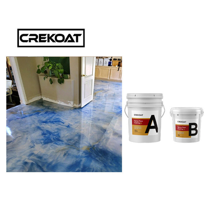 Assoalho branco metálico comercial da resina de cola Epoxy que reveste o revestimento superior claro