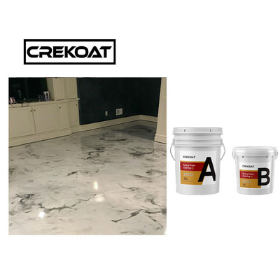 Assoalho branco metálico comercial da resina de cola Epoxy que reveste o revestimento superior claro
